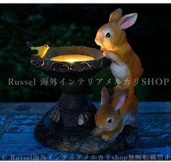 かわいい2匹のウサギ うさぎ ガーデンライト ソーラーLEDライト オブジェ置物 ガーデンオーナメント 金魚 小鳥 オブジェ 防水 太陽光 パネル メルヘン 大きい 動物 自動点灯 amya