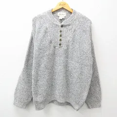 XL/古着 エディーバウアー 長袖 セーター メンズ 90s 大きいサイズ コットン ヘンリーネック 薄グレー spe 25feb12 中古 ニット トップス