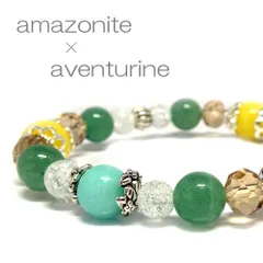天然石 アマゾナイト アベンチュリン デザインブレスレット 『天然石のお店アクアストーンズ』
