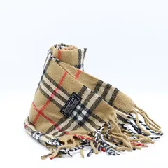 良品 バーバリー マフラー ブラウン チェック柄 ウール100％ メンズ/レディース 2000000 SGN NSK