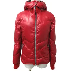 アルマーニ ジーンズ ARMANI JEANS 90s ヴィンテージ ダウンジャケット コート ブルゾン ダブルジップ ハイネック C5B 18EH-A4 レッド 赤 40 約Mサイズ 0107のサムネイル