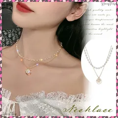 送料無料 2連 チョーカーネックレス レディース ショート チェーンネックレス 一点投入するだけで女性らしさをグンとアップする2連フェイクパールチョーカーネックレス アジャスターがついているので長さの調節も可能