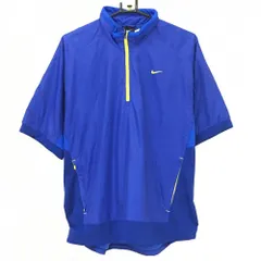 【超美品】ナイキ 半袖ジャケット ブルー×イエロー ハーフジップ 裏地メッシュ メンズ XXL ゴルフウェア 大きいサイズ NIKE