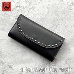 栃木レザー 長財布 ロングウォレット コンパクト財布 スタッズ財布 日本製  新品 ［WL-004-st1］