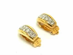 ■美品■ NINA RICCI ニナリッチ ラインストーン クリップ式 イヤリング アクセサリー レディース ゴールド系 DE8197