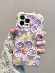 【人気商品】UEEBAI iPhone 14 Pro 6.1 inch 用 ケース ウェーブデザイン カバー 可愛いおしゃれ 油絵花柄ケース ヴィンテージ油絵アートケース TPUカバー カーリーウェーブケース 軽量 薄型 グリッター 光沢カバー 耐衝撃ケース