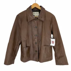 エディーバウアー Eddie Bauer 白タグ フロントポケット レザージャケット レディース import：L のサムネイル
