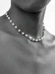 ジュエリー メンズ ネックレス ユニセックス パンクスタイル シンプル ウォータードロップ ネックレス ラインストーン パール 1個入り