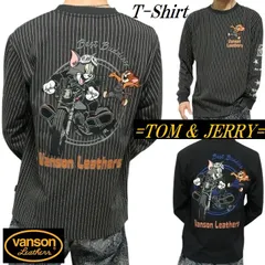 VANSON Tシャツ ロンT バンソン ヴァンソン 長袖 トムとジェリー バイク/ライダー コラボ TOM & JERRY メンズ キャラクター TJV-2530 刺繍 スミクロ ウォバッシュ/ブラック サイズM/サイズL/サイズXL ネバーマインド