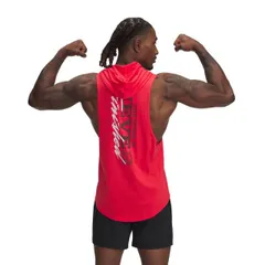 【送料無料】 アンダーアーマー メンズ Tシャツ トップス Men's Under Armour Project Rock Sleeveless Hoodie Lava Red