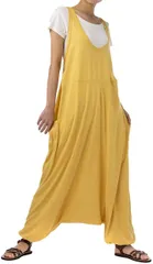 Captain K キャプテン・ケイ オールインワン サロペット スウェット サルエルパンツ レディース F( マスタード,  Free Size)