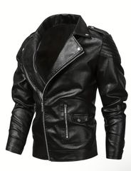 レザージャケット ライダースジャケット メンズ 50代 オートバイ バイク 大きいサイズ 男性 スリムフィット 斜めジッパー PU ジャケット カジュアル 春 夏 秋 冬 秋冬 アウター ダブル おしゃれ コート 革ジャン ブラック 長袖ジャケット アウター