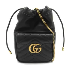 グッチ GUCCI ショルダーバッグ GGマーモントキルティング ミニ バケット 746433AAB7C1000 ブラック レザー ショルダーバッグ レディース 未使用
