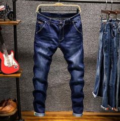 メンズ スキニー デニムパンツストレッチ ロングパンツ デニム チノパン 紺春秋