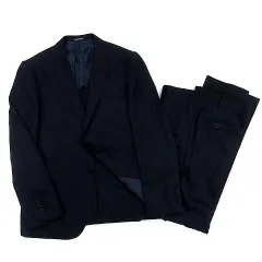 エンポリオアルマーニ EMPORIO ARMANI 新品同様 M LINE スーツ 上下 セット 0.5柄 2B ジャケット パンツ 紺 ネイビー 52
