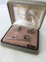 S【ヴィンテージ】シルバーアクセサリー タイピン カフス セット メンズアクセサリー ビジネス ケース入り