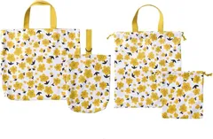 RONNOS レッスンバッグ 入園入学セット 4点セット ネームタグ 名札付き 洗濯機 丸洗いOK 巾着 体操服袋 上履き入れ 給食袋 コップ入れ 歯ブラシ入れ バッグセット(ブロンマ イエロー,  レッスンバッグ:幅40x奥行3x高さ32cm)