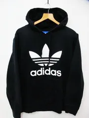 ☆アディダス adidas トレフォイルロゴ ビッグロゴ プルオーバー パーカー スウェットパーカー 黒 メンズ Mサイズ 秋冬春用■L25352AWS22-210709-50-3（4）5/22