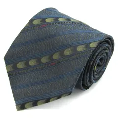 キミジマ ブランド ネクタイ シルク ストライプ柄 総柄 メンズ グレー KIMIJIMA PARIS TOKYO 【中古】