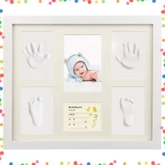 【在庫処分】フォトフレーム 足形 置き掛け兼用 無毒で安全 赤ちゃん 出産祝い 手形 内祝い ベビー記念品 ホワイト ベビーフレーム 33.3 x 28.2 iSiLER x 2.4 cm