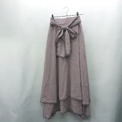 ◇ Θ natural couture ウエストリボン付き ティアード ロング丈 フレア スカート サイズF パープル系 レディース E  【1409240052777】