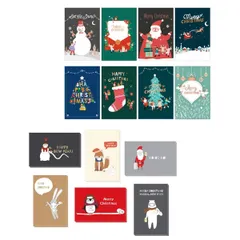 【特価セール】Phyllis Aクリスマスカード グリーティングカード 感謝カード 30枚セット christmas cards 封筒付き プレゼントカード 挨拶 はがき 3サイズ ミニカード サンタクロース