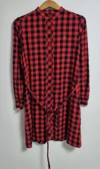 36 ) LACOSTE(ラコステ) 赤 チェック シャツ ワンピース