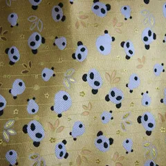 金らん 西陣 高級 和生地 金襴 はぎれ 切売り 販売 着物 国産 日本製 送料無料 基本幅約70cm×50cm より50cm毎 シャンシャン柄 パンダ黄色