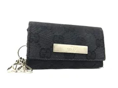GUCCI グッチ 033 2184 0872 5 GG柄 GGキャンバス 4連キーリング付き キーケース 鍵入れ レディース メンズ ブラック系 DI4032