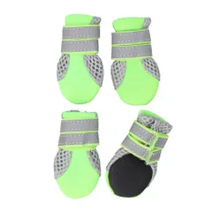 ☆ グリーン ☆ L（幅4.0cm） ☆ 犬靴 nadogs1500 犬 靴 脱げにくい ドッグシューズ 犬の靴 犬用靴 足 脚 カバー 履かせやすい 滑りにくい メッシュ 通気性 反射材 面ファスナー お散歩 お出かけ 肉球保護 ケガ防止 汚れ防止 夏 冬