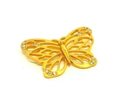 ■極美品■ AVON エイボン バタフライ 蝶 ピンバッジ ラインストーン ピンブローチ アクセサリー レディース ゴールド系 DF8266