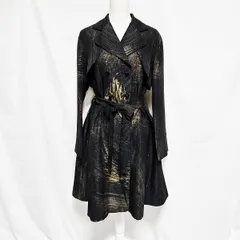 #anc ランバン LANVIN コート 40 黒 ベージュ ダブルボタン サテン ガンフラップ ストームフラップ テーラード レディース [826832]のサムネイル