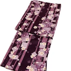 着物 洗える仕立て上がり小紋 （袷 パープル地に梅柄 Lサイズ）着物 女性 レディース 和装 和服 きもの 春 秋 冬 カジュアル 可愛い 普段着