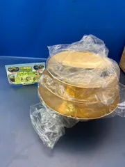 金メッキ 金杯　金盃　3個セット 木箱　金婚　酒器 記念品