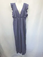 ◇ ⊂ ◎ ●未使用● GRL グレイル タグ付き フリル ノースリーブ オールインワン サイズL ブルー レディース E  【1505290032162】