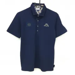 【超美品】カッパ 半袖ポロシャツ ネイビー 胸元ロゴ 袖ワッペン メンズ M ゴルフウェア Kappa