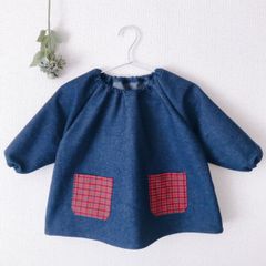 幼稚園・保育園スモック◆園指定サイズできます◆デニム◆赤◆緑◆チェック