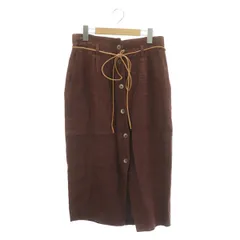6 ROKU BEAUTY&YOUTH B&Y ロク ビューティーアンドユース LINEN BUTTON SKIRT リネンボタンスカート ロング タイト ベルト付 36 ボルドー /MY ■OSのサムネイル