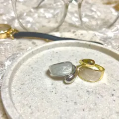【大人気】新作　リング2点セット　大人可愛い　韓国　シルバー×ゴールド　結婚式