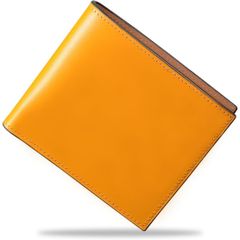 【新品未開封】財布 メンズ 2つ折り 栃木レザー 二つ折り財布 日本製  本革 折りたたみ 隠しポケット 小銭入れ さいふ 紳士用 ビジネス プレゼント (イエロー)