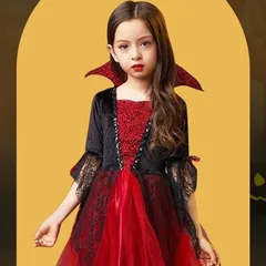 キッズ 女の子 ハロウィン衣装 ワンピース ドレス 吸血鬼 魔女 大人っぽい 綺麗 華やか おしゃれ セクシー 可愛い パーティードレス イベント 新品未使用