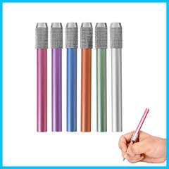 LIKENNY【6本セット】鉛筆延長ホルダー 補助軸 エクステンダー 延長用 鉛筆キャップ アルミニウム製 校 子供 筆記 美術生 デッサン用具 (6色)