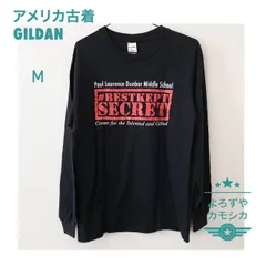 アメリカ古着　GILDAN　プリントロングTシャツ　ブラック　メンズ　Mサイズ　英字プリント　アメカジ　USA