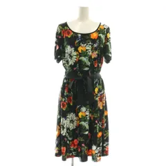 スーパービューティ Super Beauty フラワープリントワンピース ひざ丈 半袖 44 黒 ブラック /AT ■OS ■SH