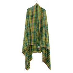 【美品】  denis colomb / デニスコロン | カシミヤ シルク チェック 大判ストール ショール | グリーン系