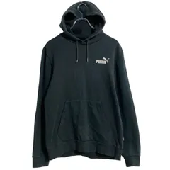 PUMA プリントスウェット パーカー S ブラック プーマ スポーツ プルオーバー 裏起毛 古着卸 アメリカ仕入 a702-5532