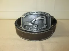ベルト ショベルカー ユンボ はたらく 車 デザイン バックル PUレザー ブラウン メンズ カジュアル ウェスタン風 かっこいい レア