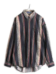 【お得なクーポン配布中!】 80s チャップス ラルフローレン 長袖 ボタンダウン シャツ メンズ XL 古着 80年代 ヴィンテージ ポロ CHAPS 総柄 長袖シャツ ポケット付き