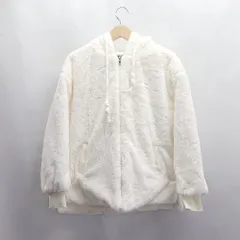 ◇ ⊇◎●未使用● FASHION フード付き 長袖 ファージャケット サイズS ホワイト レディース E  【1504240001487】