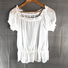 ナイスクラップ NICE CLAUP カットソー 半袖 フリル シースルー生地 袖ゴム 白 2025072100203